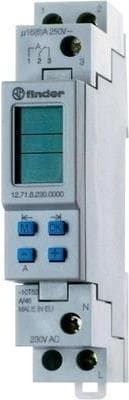 Finder 8.230.0000-1 tidskontakt til tophat skinne Driftsspænding: 230 V/AC 12.71.8.230.0000 1 skiftekontakt 16A 250