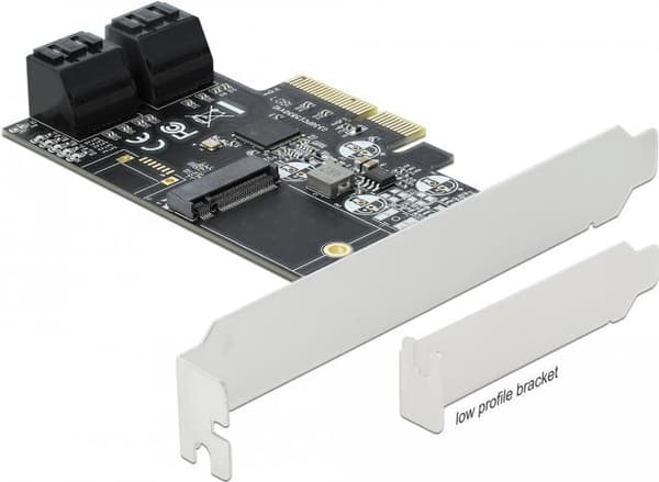 DeLOCK - Lagercontroller - SATA 6 Gb/s Low-Profile - 6 Gbit/s - PCIe 3.0 x4 (90396) Sort, Grøn, Grå