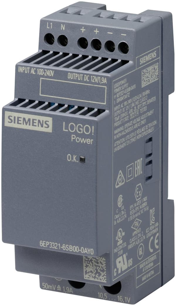 Siemens DIN-kiskovirtalähde (DIN-kisko) 6EP3321-6SB00-0AY0 12 V/DC 1,9 A 22,8 W 1 x (6EP3321-6SB00-0AY0) Monivärinen