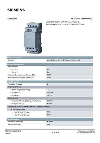 Siemens STLOGO 6ED1055-1MB00-0BA2 Logotyp DM8 12/24R 0BA2 PLC expansionsmodul 24 V/DC, grå