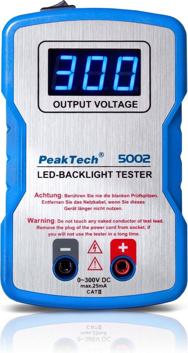 Peaktech 5002 LED-tester - baggrundsbelysning - 0...300V DC - med blød start
