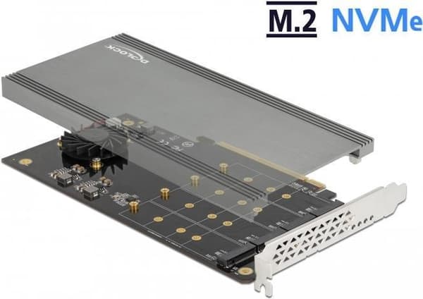 Delock – Tallennusohjain – M.2 – M.2 NVMe-kortti – PCIe 3.0 x16 (90050) musta