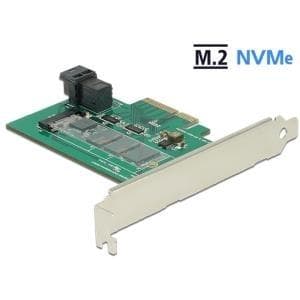 DeLOCK PCI Express Card > 1 x intern NVMe M.2 PCIe / 1 x intern SFF-8643 NVMe - Lagercontroller - M.2 Card Low Profile - PCIe 3.0 x4 (89517) Grøn, Hvid