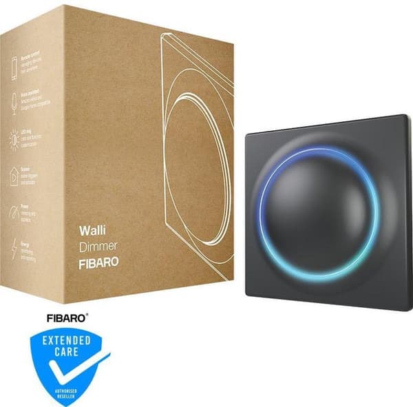 FIBARO Walli Dimmer - Smart indbygget lysdæmper - velegnet til LED - Antracit - Z-Wave Plus
