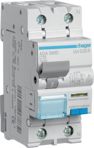 RCBO 1P+N 10kA C-16A 30mA ADA566D (ADA566D)