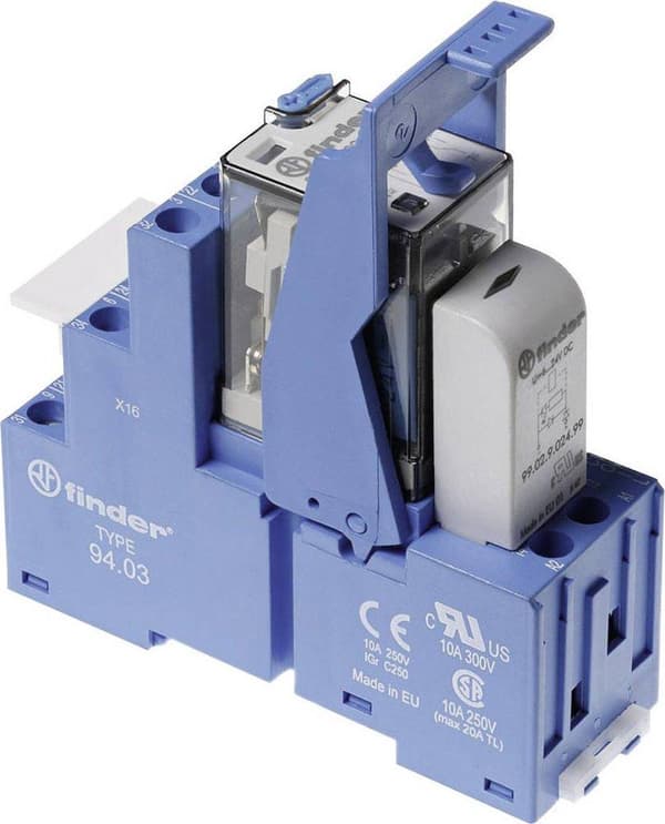 Finder 58.33.9.024.5050 Relæmodul Nominel spænding: 24 V/DC Koblingsstrøm (maks.): 10 A 3x skiftekontakt 1 stk.