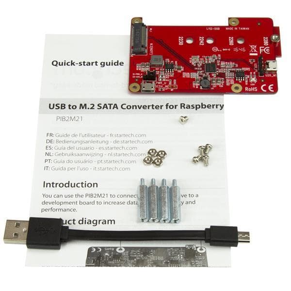 StarTech.com USB til M.2 SATA-konverter til Raspberry Pi og udviklingskort - M.2 NGFF SATA SSD-adapter