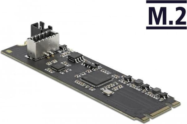 DeLOCK Converter M.2-nyckel B+M hane till 1 x intern USB 3.2 Gen 2-nyckel A 20-stift hona - Gränssnittsadapter - M.2 - M.2-kort - 10 Gbit/s - PCIe, US Svart