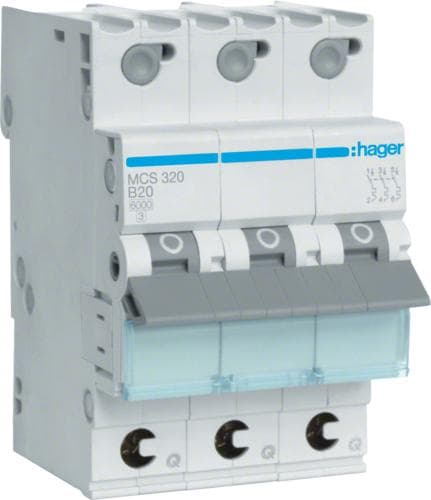 Hager MCS320. Mærkestrøm: 20 A, AC-indgangsfrekvens: 50/60, Mærkestrøm: 20 A. Type: C-type, moduler Antal (maks.): 3 modul(er). Bredde: 52,5 mm, dybde