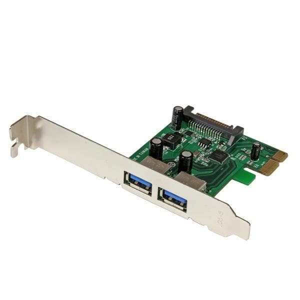 StarTech.com 2-ports PCI Express SuperSpeed USB 3.0-interfacekort med UASP - SATA Power - 2-ports USB 3 PCIe-kort med SATA-stik Grøn, Metallic