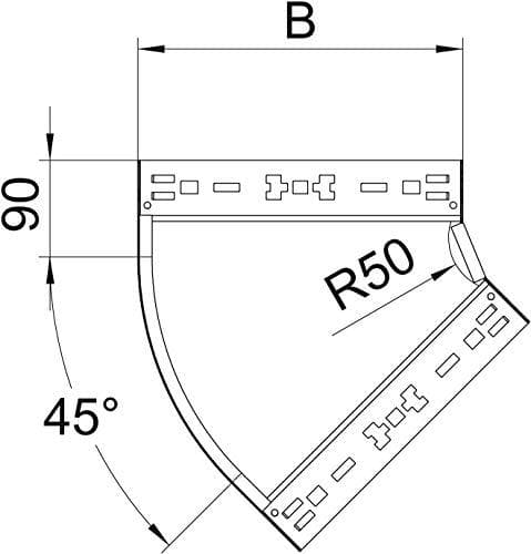 OBO Bettermann repræsentativ albue 45 grader 60x300mm RBM 45 630 FS (6041046)