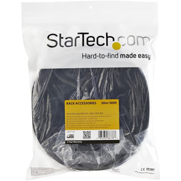 StarTech.com krog og løkkebefæstelse 30 m rulle - sort - kabelbinderulle - 30,4 m