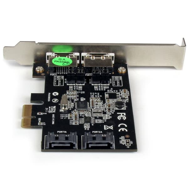 StarTech.com 2 Port SATA III PCI Express Interface Card - Storage Controller - 2 Transmittere/Kanal - SATA 6Gb/s / eSATA 6Gb/s Low Profile - 600MBps -
