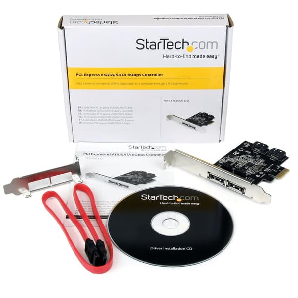 StarTech.com 2 Port SATA III PCI Express Interface Card - Storage Controller - 2 Transmittere/Kanal - SATA 6Gb/s / eSATA 6Gb/s Low Profile - 600MBps -