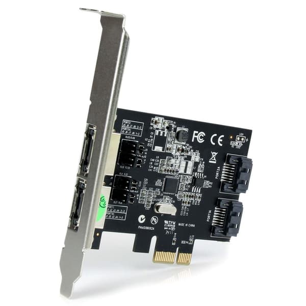 StarTech.com 2 Port SATA III PCI Express Interface Card - Storage Controller - 2 Transmittere/Kanal - SATA 6Gb/s / eSATA 6Gb/s Low Profile - 600MBps -