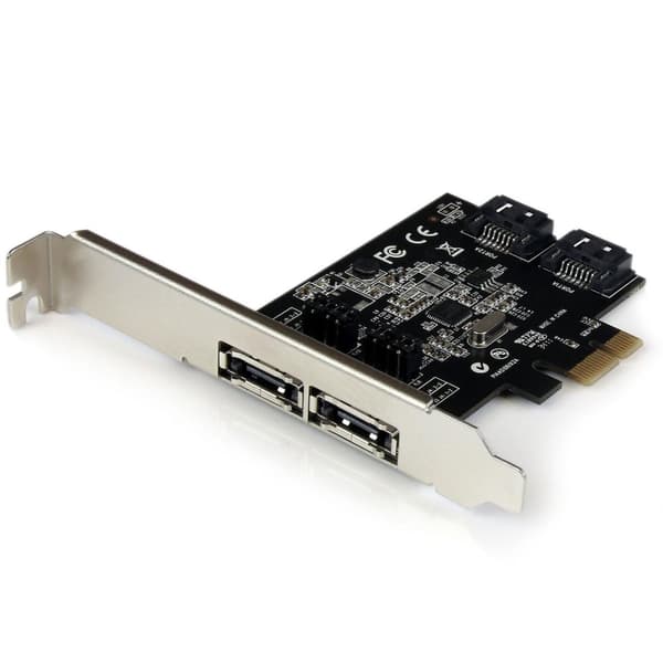StarTech.com 2 Port SATA III PCI Express Interface Card - Storage Controller - 2 Transmittere/Kanal - SATA 6Gb/s / eSATA 6Gb/s Low Profile - 600MBps -