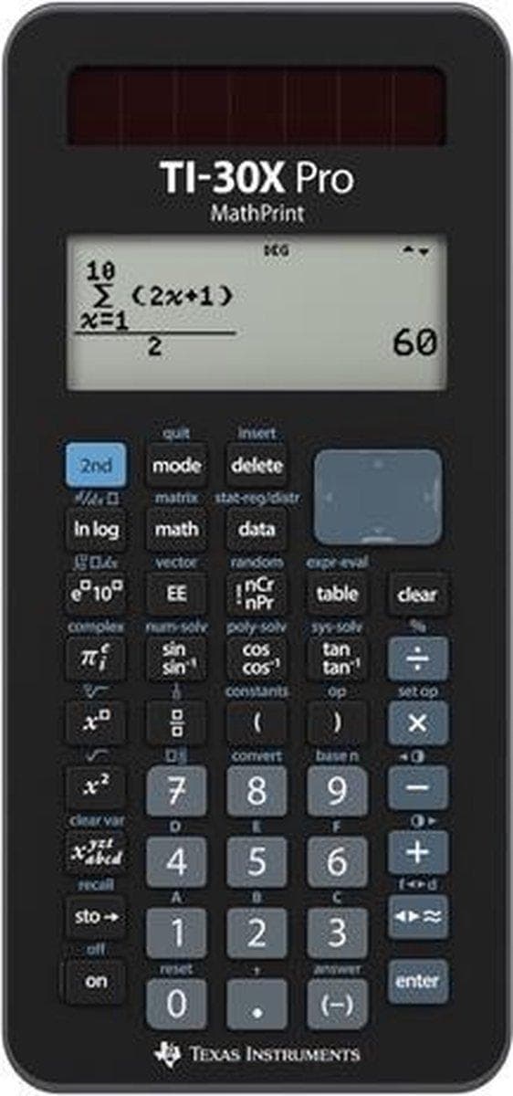 Texas Instruments TI-30X Pro MathPrint CAS lommeregner Sort Display (cifre): 16 batteridrevne, solcelledrevne
