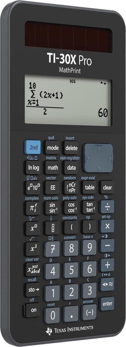 Texas Instruments TI-30X Pro MathPrint CAS lommeregner Sort Display (cifre): 16 batteridrevne, solcelledrevne