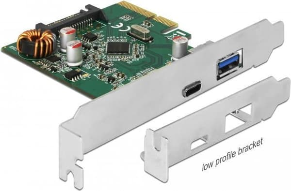DeLock - USB-adapter - PCIe 3.0 x4 Low Profile - USB-C 3.1 Gen 2 x 1 + USB 3.1 Gen 2 x 1 (90299)