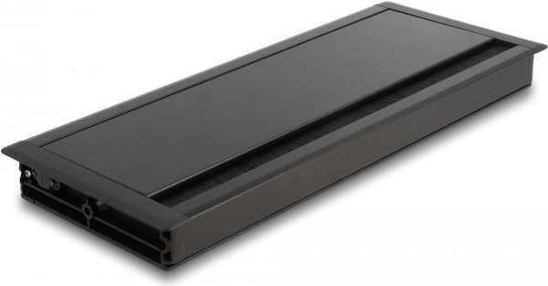 Delock Kabelgennemføring til bordmontering med børste 300 x 120 x 28 mm sort (66859)
