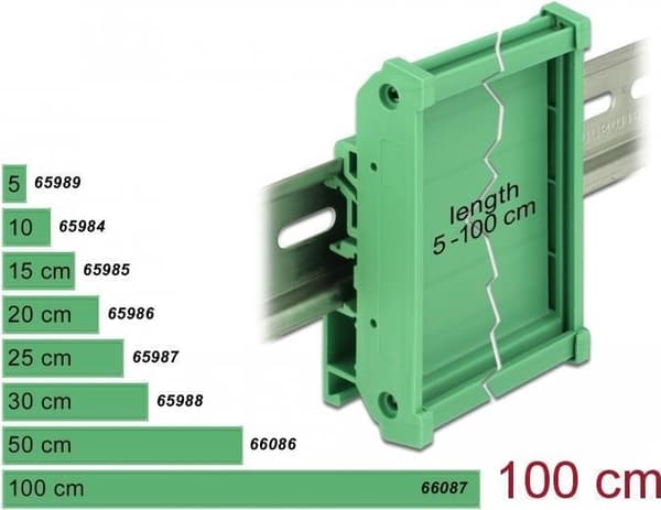 Delock-brädehållare (72 mm) för DIN-skena 100 cm lång (66087)