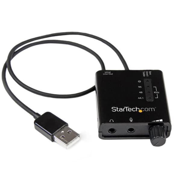 StarTech.com USB-lydadapter - Eksternt USB-lydkort med SPDIF digital lyd med 2x 3,5 mm stik - USB til lydkonverter - Sort