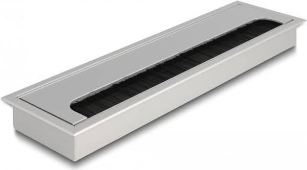 Delock Kabelgennemføring til skrivebordsinstallation med børste 280 x 80 x 28 mm sølv (66862)