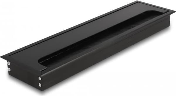 Delock Kabelgennemføring til skrivebordsinstallation med børste 300 x 80 x 28 mm sort (66858)