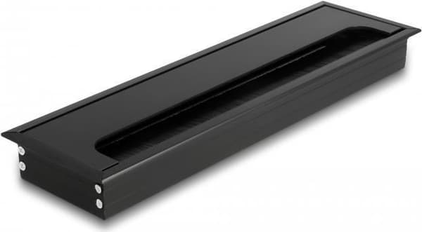 Delock Kabelgennemføring til skrivebordsinstallation med børste 280 x 80 x 28 mm sort (66857)