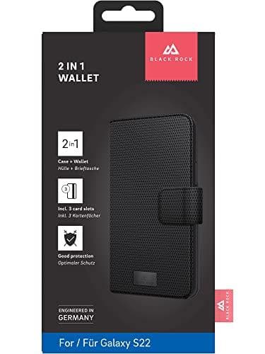 Black Rock - 360 graders flip-etui 2-i-1 pung passer til Samsung Galaxy S22 5G I mobiltelefoncover, magnetlukning, kortpladser (sort)