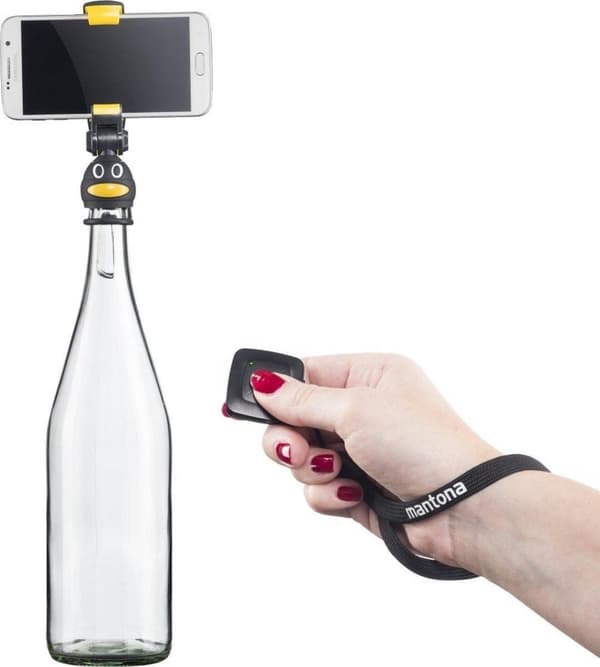 Mantona Smartphone flaska selfiehållare Pinguin