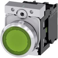 Siemens trykknap frontring metal, højglans, aktuator fladgrøn SIRIUS ACT 3SU1152-0AB40-1BA0 1 stk (3SU1152-0AB40-1BA0)