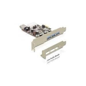 DeLock PCI Express-kort > 3 x extern + 1 x intern USB3.0 - USB-adapter - PCIe Low Profile - USB, USB2.0, USB3.0 - 4 portar (89281)