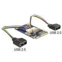 DeLock MiniPCIe I/O PCIe full storlek 2 x USB2.0 - USB-adapter - PCI Express Mini Card - USB2.0 x 2 (95242)