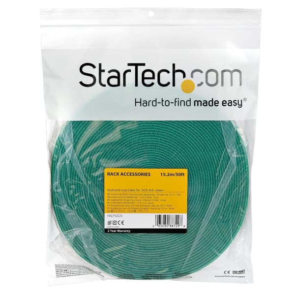 StarTech 50ft. Hook and Loop Roll - Vihreä - Kaapelinhallinta - Velcro - 15,24 m - vihreä