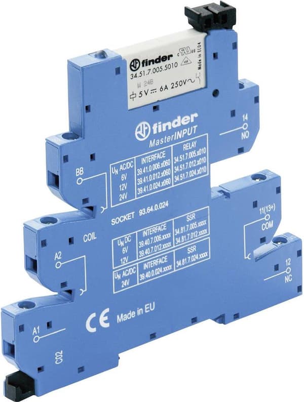 Finder 39.41.0.012.5060 Koblingsrelæ 12 V/DC, 12 V/AC 6 A 1 skiftekontakt 1 stk.