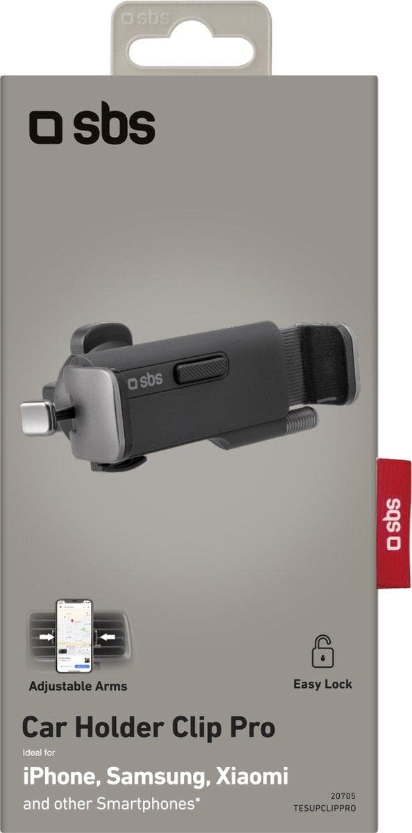 SBS Clip Pro Air Vent -autopuhelinteline puristimella - musta
