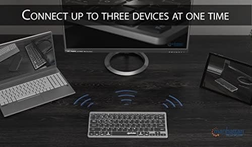 MANHATTAN Ultra Slim Dual-Mode langaton näppäimistö Saksalainen QWERTZ-asettelu, Bluetooth® 3.0 ja 2.4 GHz langaton, tietokoneille, älypuhelimille ja