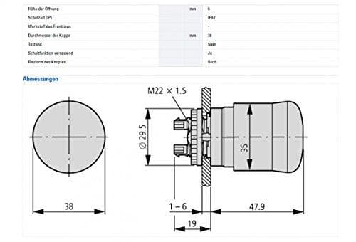Eaton 271499 Stop/Stop-knap, Ikke-belyst, Sort, Twist-to-Lock