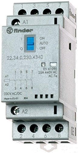 Finder installationskontaktor 230VAC/DC,4S,LED 22.34.0.230.4340 (223402304340)