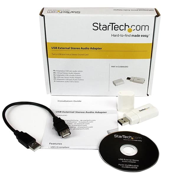 StarTech.com USB-ljudadapter - Externt USB-ljudkort - Vit - Ljudkort - Stereo - USB2.0 (ICUSBAUDIO)