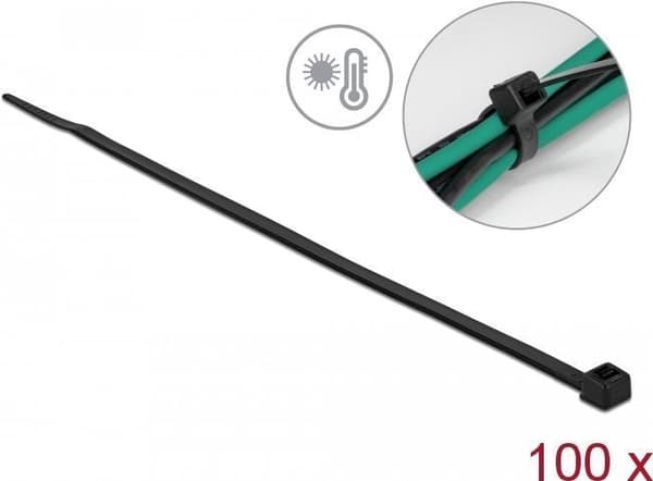 Delock - buntband - värmetålig - 38 cm - svart (pack om 100) (19557)