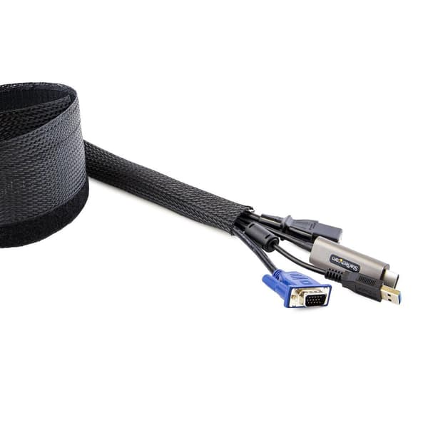 StarTech.com 3 m kabelhylsa med krok- och öglefäste - Kapad till storlek - Kraftig kabelkåpa - 3 cm diameter - Nätrör - Kabelhantering / Kabelorganisa
