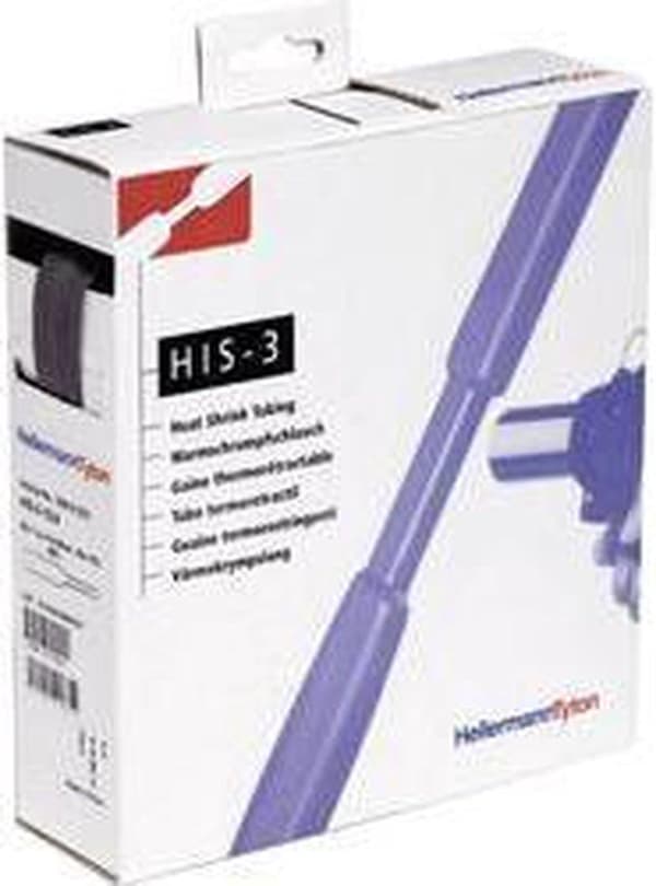 HellermannTyton 308-30300 Krympeslange uden lim Sort 3 mm 1 mm Krympeforhold:3:1 10 m