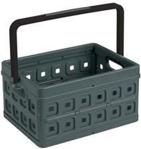 Soltøj - Firkantet foldekasse med håndtag 24L antracit - 44 x 31,5 x 21 cm