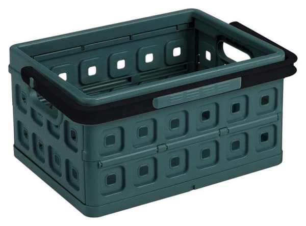 Soltøj - Firkantet foldekasse med håndtag 24L antracit - 44 x 31,5 x 21 cm