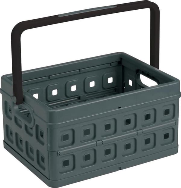 Soltøj - Firkantet foldekasse med håndtag 24L antracit - 44 x 31,5 x 21 cm