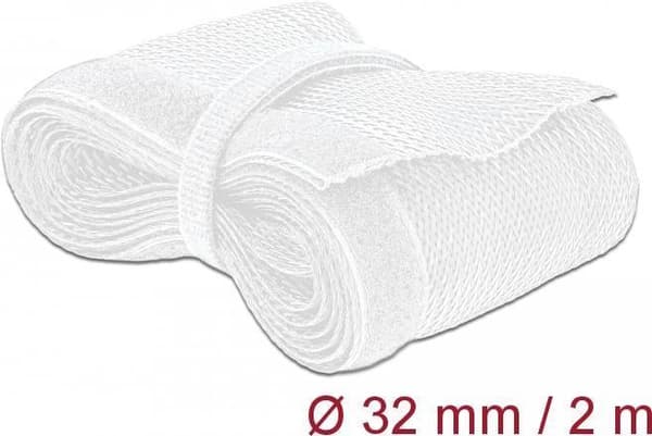 Delock flettet slange med velcrolukning 2 mx 32 mm hvid (20703)