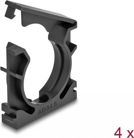 Delock - Kabelholder - med låseclips, 34,5 mm - sort (pakke med 4) (60488)