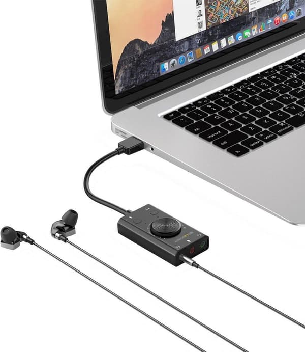 TERRATEC Aureon 5.1 USB - Kompakti 5.1 USB-äänikortti MAC & PC - 2 x kuulokkeet ja 1 x mikrofoni - mykistys ja äänenvoimakkuuden säätö - musta